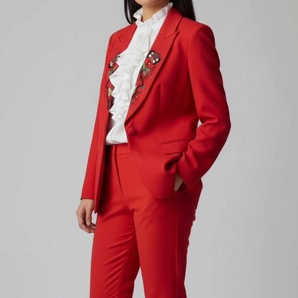 Vintage Alma Couture Women’s Beaded Red Suit Size 46 New With Tags!